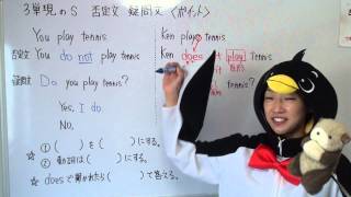 プリン先生の中学校英文法の全て第14回 三単現のS否定文疑問文1　ポイント説明　doesの使い方、文の作り方