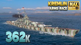 Battleship Kremlin: Successful hunt in Arms race - World of Warships