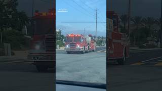 CalFire/Riverside County FD Truck 76 Responding #calfire #tiller #firetruck #shorts