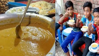 Tasty Halim @ Tk 10 Per plate cheap food Small Boys Enjoying Roadside Delicious food