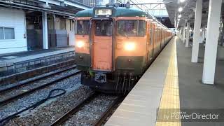 【しなの鉄道】レア編成　湘南色＋横須賀色の5両混色編成　長野駅発車シーン