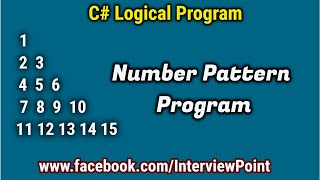 Number Pattern Program in C# | Program to print number pattern