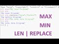 Built in String Functions in Python | MAX | MIN | LEN | REPLACE | Python Tutorials
