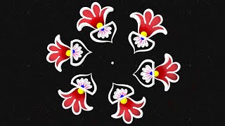 Beautiful Deepam rangoli kolam 5*3 dots🌷karthikamasam diya rangoli designs 🌷simple & easy muggulu