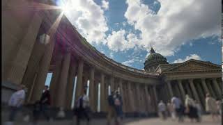 kazansky cathedral saint petersburg touristic landmark in russia time lapse tilt shift h