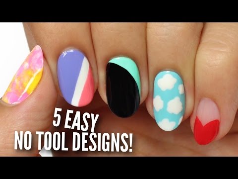 No Tool Nail Art: 5 Easy & Cute Designs! No Tool Nail Art: 5 Easy & Cute Designs!