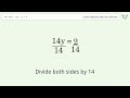 Solve 14y-2=0: Linear Equation Video Solution | Tiger Algebra