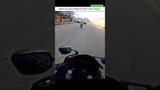 Police walo ke samne Wheelie#shorts#motorcycle#motovlog#r15#wheelie#police#reaction