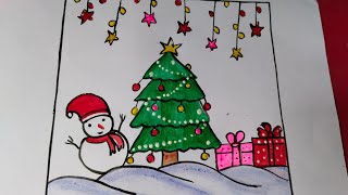 Christmas Day Drawing Banayi Step By Step/🎄 Happy Christmas 🎁🎁 Art