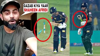 Shaheen Shah Afridi broke Mohammad Haris bat and then broke stump in 2 pieces on next ball