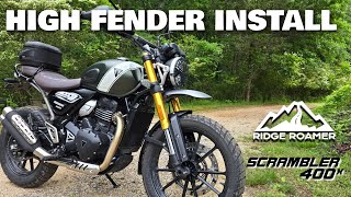 High Fender on Scrambler 400X - Install and Overview, with Mudguard Extension Too