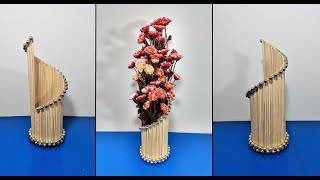 ideas creativas  hermoso jarron con palos de pincho - FACIL FLORERO con palitos de PINCHO