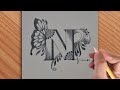 Making an amazing N letter tattoo drawing with pencil ✏️ || simple drawing of N letter