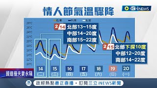 這個情人節冷冰冰! 鋒面通過加上冷空氣 北部低溫恐探10度還會下雨! \