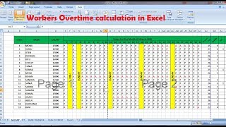 Empolyee or Workers Overtime calculation in excel