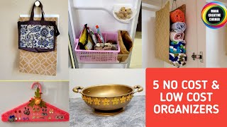 5 No Cost Home & Kitchen Organization Ideas | 5 DIY Organizer Ideas from waste materials