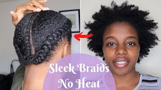 Double Sleek Braids On Short Unstretched 4c Hair | No Extensions Added