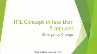 Emergency Change - ITIL Concept