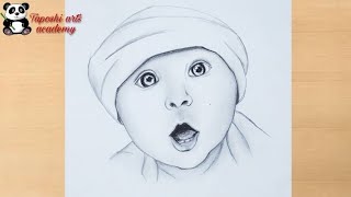 Pencil drawing of cute baby face  step by step | baby drawing