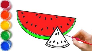 Drawing Watermelon for children/ Рисование Арбуз для детей / Bolalar Uchun Tarvuz rasm chizish
