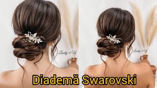 Diadema mireasa, Pieptan cu perle Swarovski, Diadema perle naturale, Accesorii Lovely 4 U, Handmade