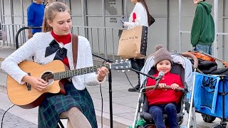 3-year-old SINGER IN A STROLLER joins \