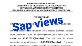 #CENTAC PUDUCHERRY# PG MEDICAL/DENTAL ONLINE APPLICATION OPENED#GOVT/ALLINDIA/ NRI ADMISSION 2023-24