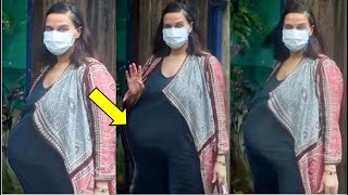9 Month Fully Pregnant Neha Dhupia Finds It Difficult To Walk With Huge Baby Bump