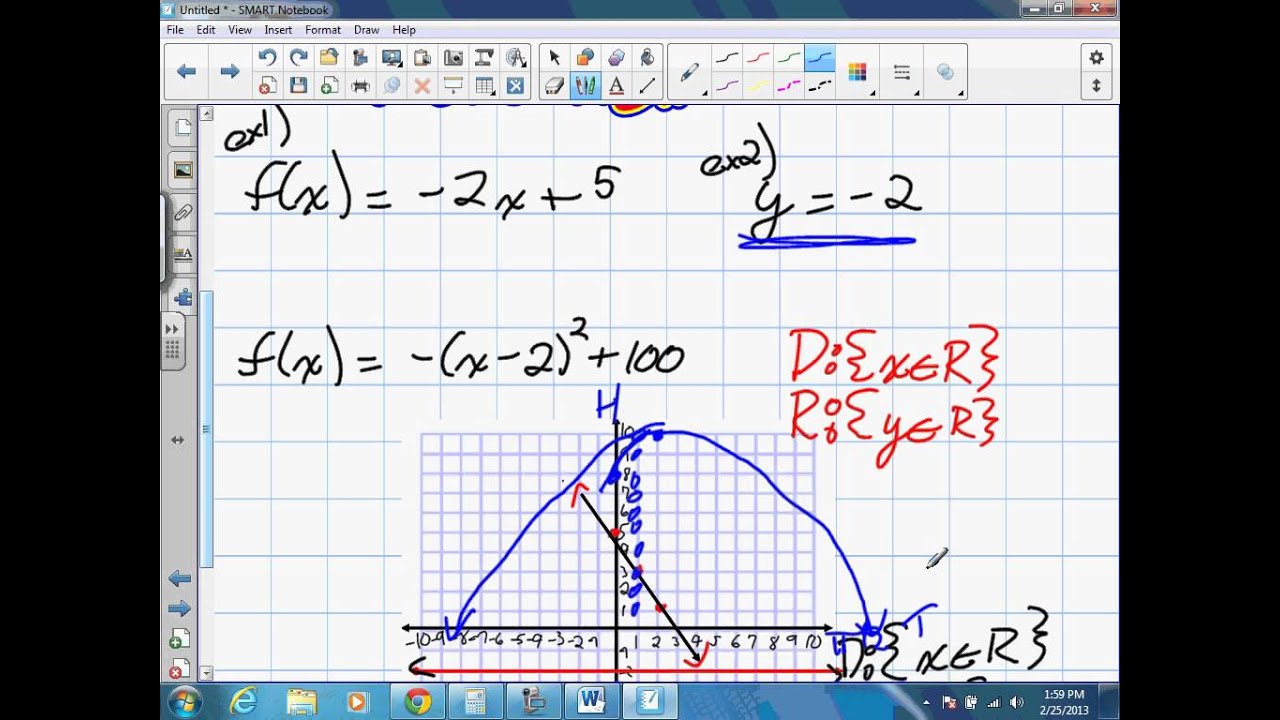 Domain & Range Of Linear & Quadratic Functions Grade 11 Mixed Lesson 1 ...