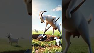 Goat and her baby planted an orange tree 🍊| story of goat and her baby #shorts​ #animals​ #goat​