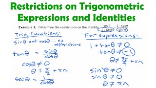 Restrictions on Trig Identities and Expressions • [6.1d] PRE-CALCULUS 12