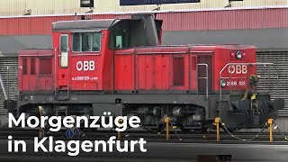 Morgenzüge am Bahnhof Klagenfurt HBF in Österreich