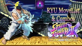 Combos \u0026 Movelist RYU ssf2x. super street fighter 2 x grand master challenge. HD 60 FPS. 2022