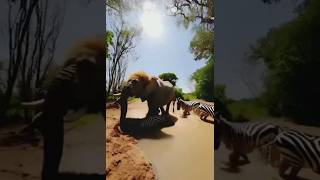 Majestic Elephant Crushes a Wild Zebra in a Fierce Battle for Survival#elephant#nature