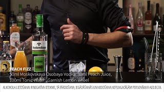 Peach Fizz kokteiļa recepte ar Moskovskaya Osobaya Vodka, Thomas Henry Tonic Water