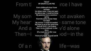 Alone By Edgar Allan Poe #edgarallanpoe #poem #english #englishpoetry