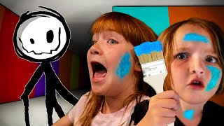 RAiNBOW PAiNT Hide n Seek!!  Adley & Niko play Color Games in Roblox with Dad! escape the stick man!