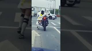 How a small girl handles a big bike ... #automobile #motorcycle #funny #stunt #rider