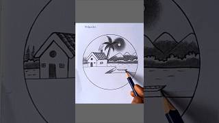 How to draw a scenery | Circle scenery drawing #shorts #circlescenery #drawing