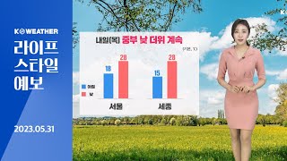 [날씨] 5월31일_내일(목) 중부 낮 더위 계속…남부지방 비