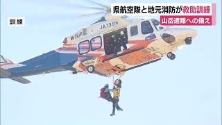 県航空隊と地元消防がヘリコプターを使った救助訓練　山岳遭難に備え　静岡