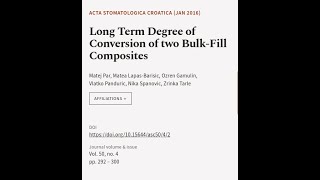 Long Term Degree of Conversion of two Bulk-Fill Composites | RTCL.TV