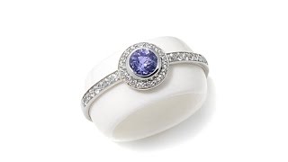 Rarities White Agate, Tanzanite and Gem Band Ring