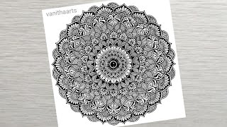 How to draw a Mandala Art for Beginners Step-by-Step Tutorial | Easy Mandala Drawing | #vanithaarts