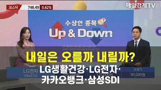 [수상한 종목 UP&DOWN] 내일은 오를까 내릴까? LG생활건강·LG전자·카카오뱅크·삼성SDI 이정민 , 뉴지인베스트 이사