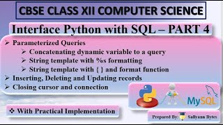 Interface Python with My SQL (Part 4) | Parameterized Queries & CRUD Operations | CBSE Class 12 CS
