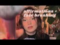 ASMR positive affirmations for self love, confidence and compassion (whispering, face brushing)