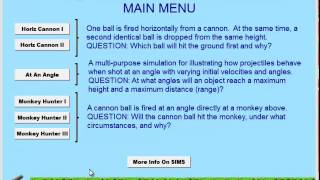 Physics Projectile Motion SIMS Simulation Software