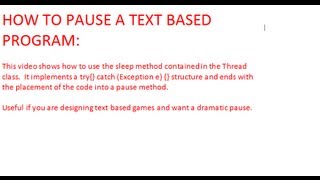 Java - Pausing a Program