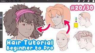how to draw HAIR (Beginner to Pro)!  | Full Drawing Tutorial - Art Bootcamp #20/30
